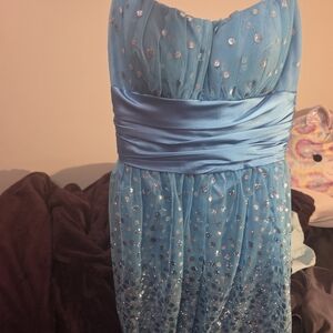 Masquerade Blue and Silver Prom Dress